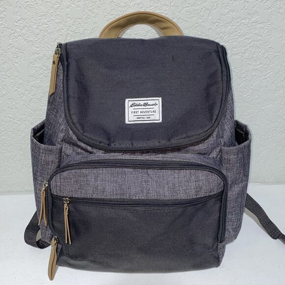 Eddie Bauer First Adventure Backpack Diaper Bag Large Gray Unisex Carrier